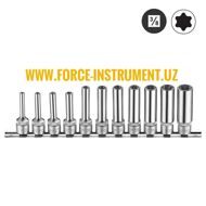 Набор длинных головок Force Е-станд. на планке Е4-Е18, 3/8" 11 PC